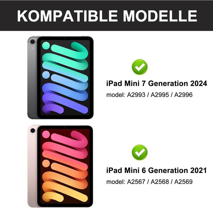 IVEOPPE Tastatur für iPad mini 7 (A17 pro) 2024/Mini 6 2021, Hülle mit Tastatur Bluetooth Abnehmbare