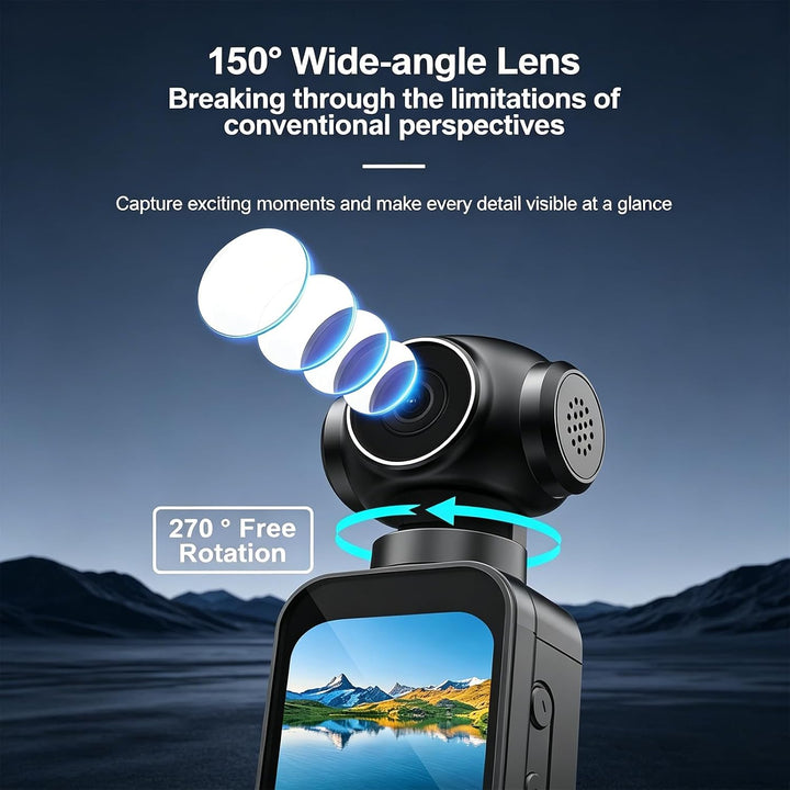 OBEST 4K Handheld Pocket Camera mit Gesichtserkennung, 4K Mini Vlog Camera