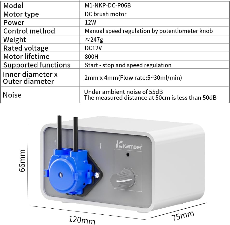 M1-NKP Schlauchpumpe mit DC-Bürstenmotor, Geschwindigkeitseinstellung per Potentiometerknopf, niedri