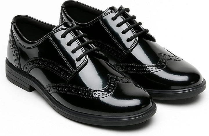 Jungen Kunstleder Lack Brogue Abendschuhe Schnürschuhe formelle Hochzeit Pagenkopf Schuhe 27 EU Lack