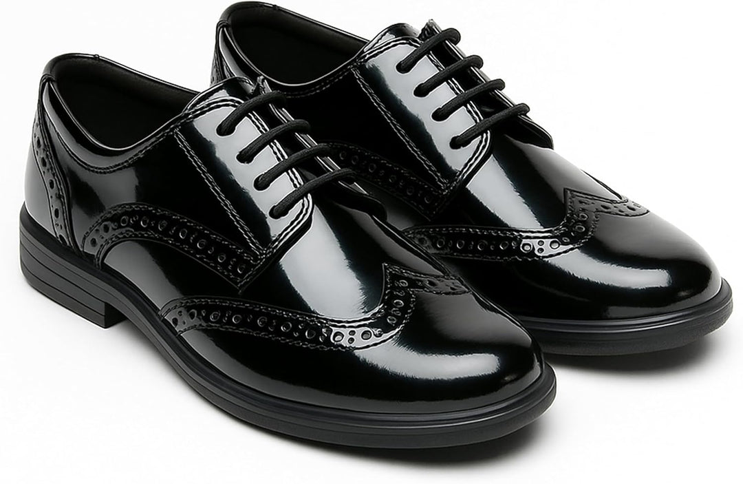 Jungen Kunstleder Lack Brogue Abendschuhe Schnürschuhe formelle Hochzeit Pagenkopf Schuhe 26 EU Lack