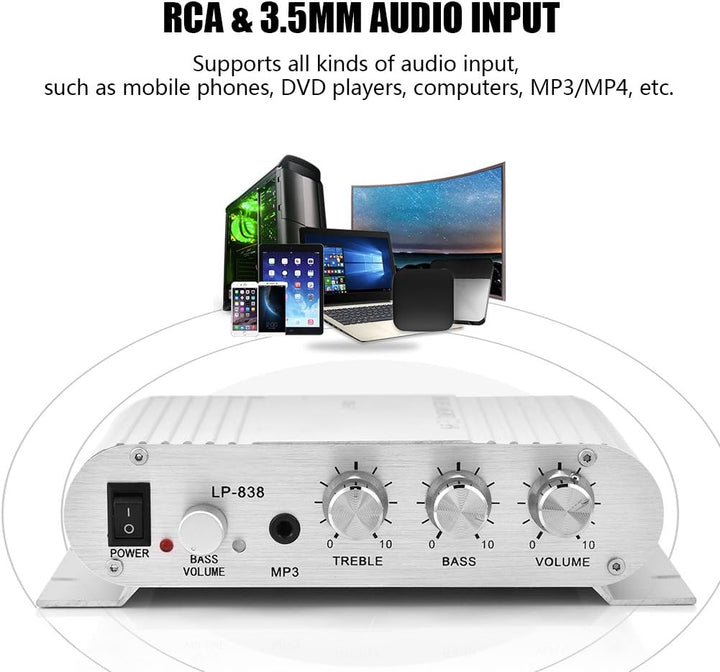Audio-Stereoverstärker, -HiFi-2.1-Kanal-Bass-Stereo-Digitalverstärker für Mobiltelefon / MP3 / Compu