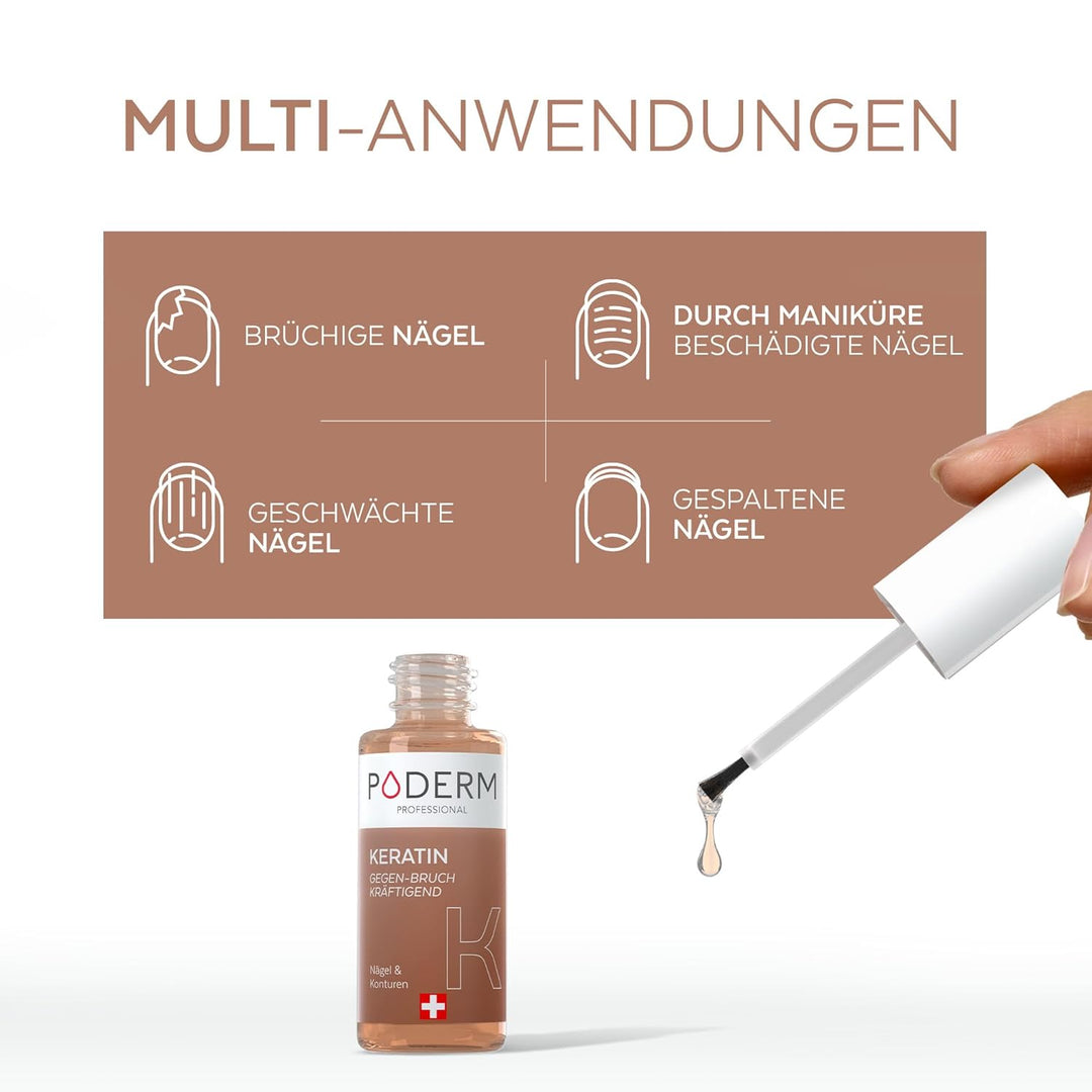 Poderm 5 in 1 Nagel Booster Serum - Keratin | Vorbeugende Anti-Bruch Pflege & Härter zur Stärkung de