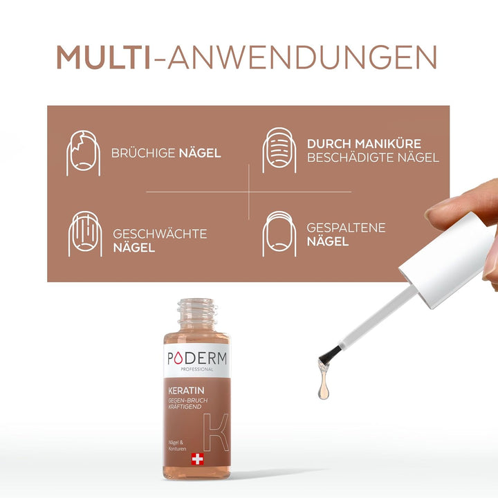 Poderm 5 in 1 Nagel Booster Serum - Keratin | Vorbeugende Anti-Bruch Pflege & Härter zur Stärkung de