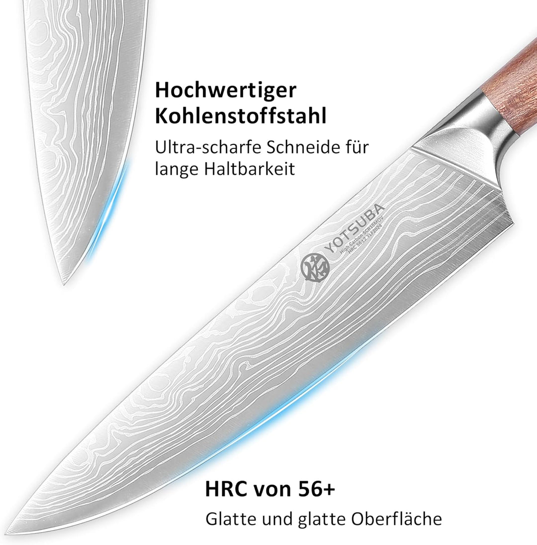 YOTSUBA Kochmesser, Profi Japanisches Küchenmesser Messer 22CM Chefmesser Allzweckmesser aus hochwer