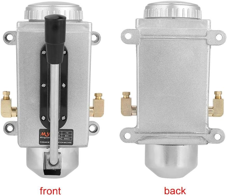 Oumefar Y-8 Schmierölpumpe Doppelauslassanschluss Manuelle Pumpenhandschmierung mit Nylonbasis 500CC
