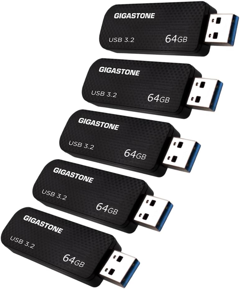 Gigastone Z30 USB-Stick (64 GB, USB 3.2 Gen1, ohne Kappe, einziehbares Design, Karbonfaser-Daumenlau