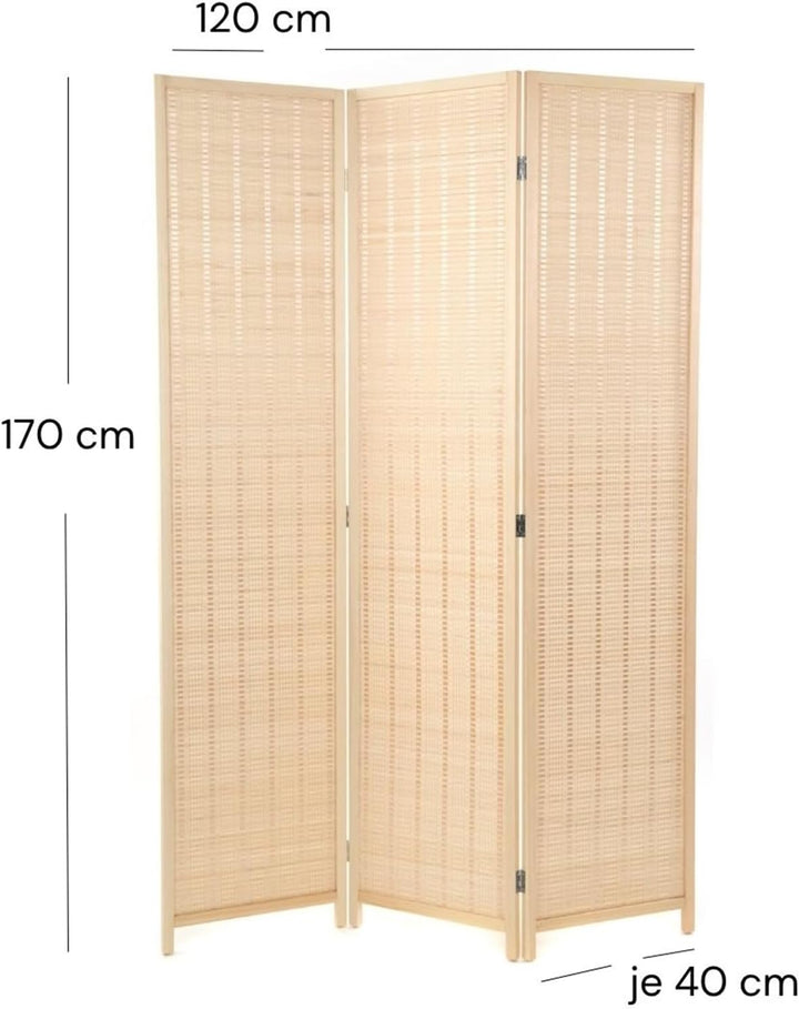 DESIGN DELIGHTS RAUMTEILER Bastia | 170x120 cm, Bambus, Holz, gewebter Faden | Paravent, Trennwand,