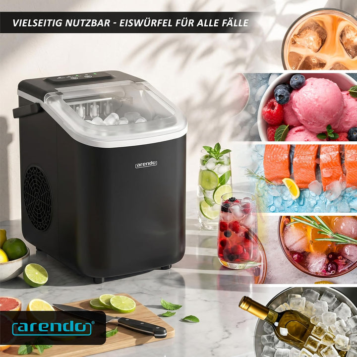 Arendo - Eiswürfelmaschine klein – max. 12 kg Eis pro Tag – 2 Grössen grosse Würfel und kleine Würfe