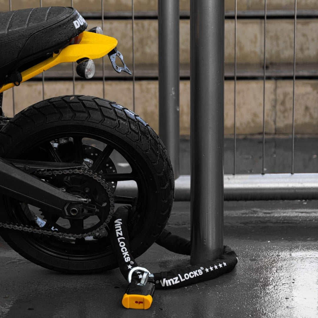 VINZ Batura Motorradschloss 120cm | Massives Kettenschloss 12mm Dicke Kette aus Gehärtetem Stahl | R