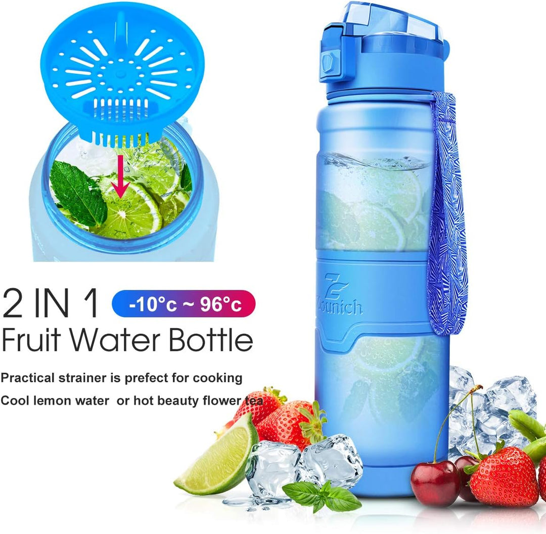 Zounich Trinkflasche 1L Sport BPA frei Auslaufsicher 700ml/500ml/400ml Wasserflasche Kunststoff Spor