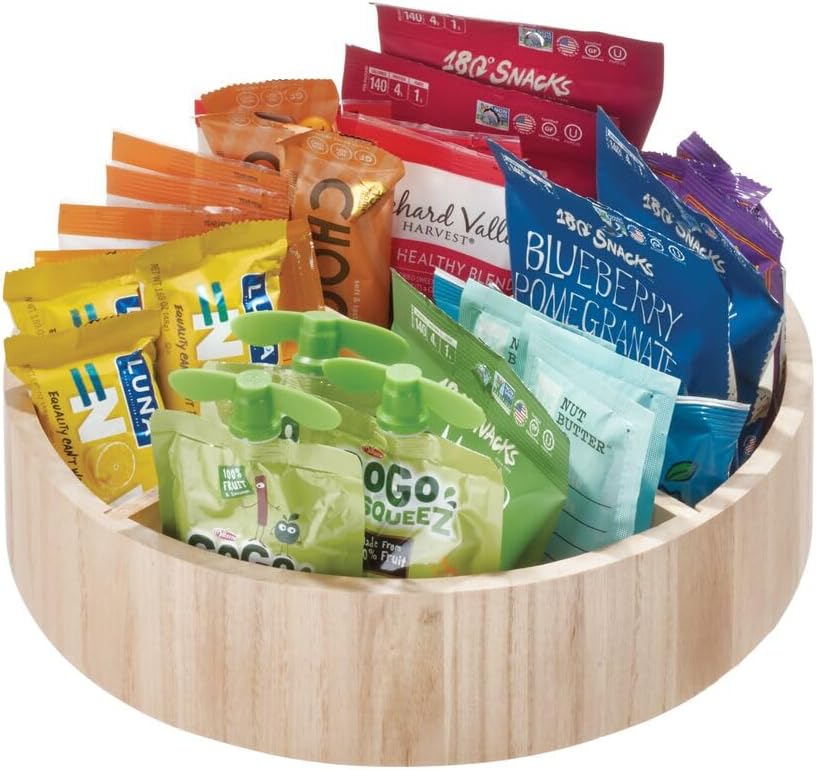 The Home Edit by iDesign 30,5cm Lazy Susan Drehteller mit herausnehmbarer Trennwand, natürliches Pau