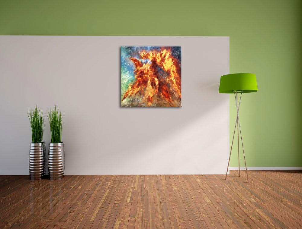 Pixxprint Feuriger Adler als Leinwandbild Quadratisch/Grösse: 70x70 / Wandbild/Kunstdruck/fertig bes