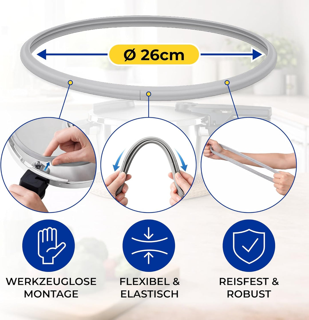 Dichtung Schnellkochtopf Ø 26 cm mit Originalcode 038-667-00-205/0 3868700205 für Fissler Beispiel B