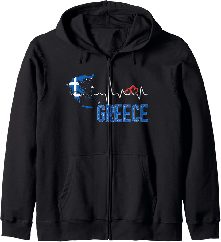 Griechenland Flagge Karte Herzschlag Design für griechischen Stolz Kapuzenjacke