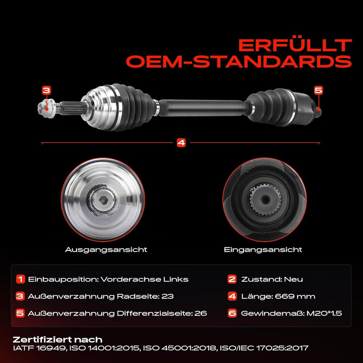 Frankberg Antriebswelle Vorne Links Kompatibel mit C4 LA 1.6L 2004-2011 M.e.g.a.n.e II BM0/1 CM0/1 1