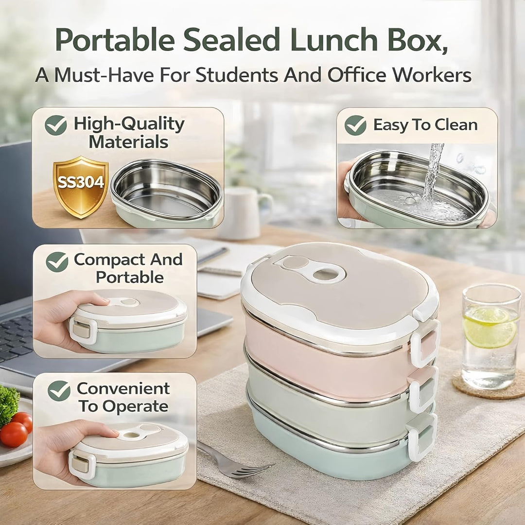 Thermo Lunchbox, 304 Edelstahl-Lunchbox, Thermo Essensbehälter Mehrschichtige Lebensmittelbehälter m