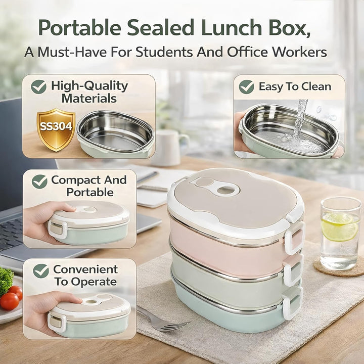 Thermo Lunchbox, 304 Edelstahl-Lunchbox, Thermo Essensbehälter Mehrschichtige Lebensmittelbehälter m