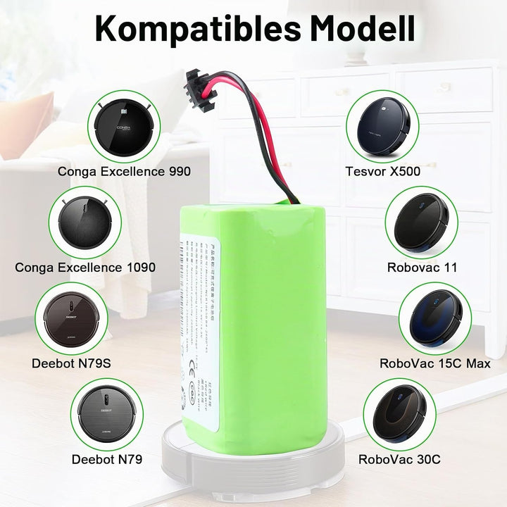 14,4 V 2600 mAh Ersatzakku für Ecovacs Deebot N79 N79S DN622, Li-Ionen-Akku kompatibel mit Tesvor 50