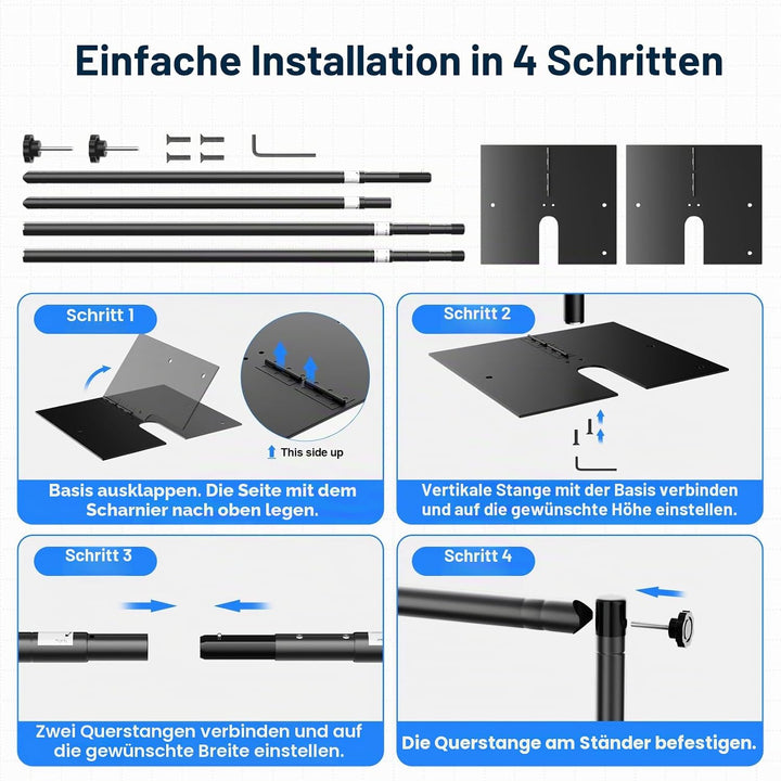 EMART Foto Hintergrund Ständer 2,6 x 3 m, Heavy Duty Fotohintergrund Ständer mit Metallstahlbasis, V
