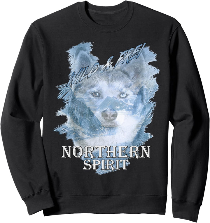 Husky Wild und Frei Northern Spirit Sleddog Hund Sweatshirt