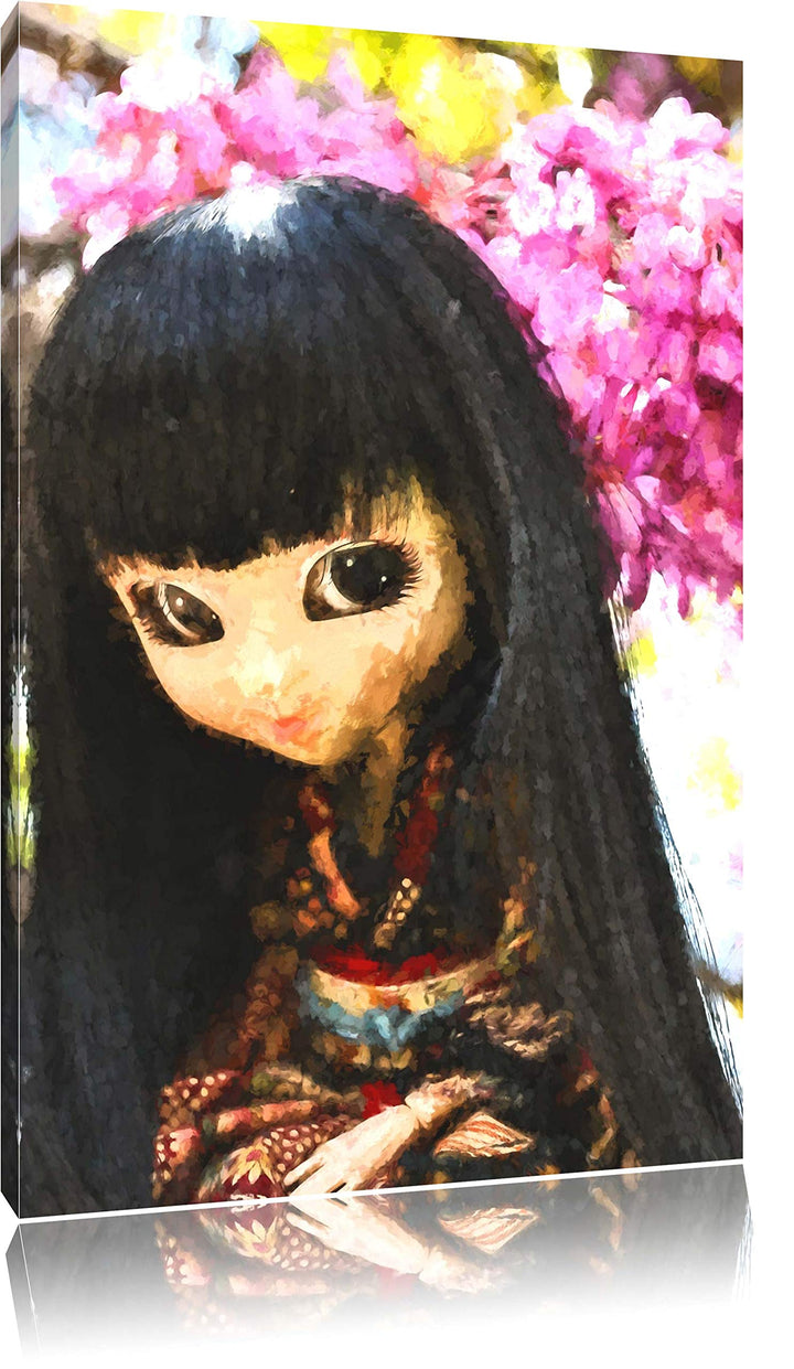 anmutige Geisha Pullip NewArt Format: 100x70 cm auf Leinwand, XXL riesige Bilder fertig gerahmt mit