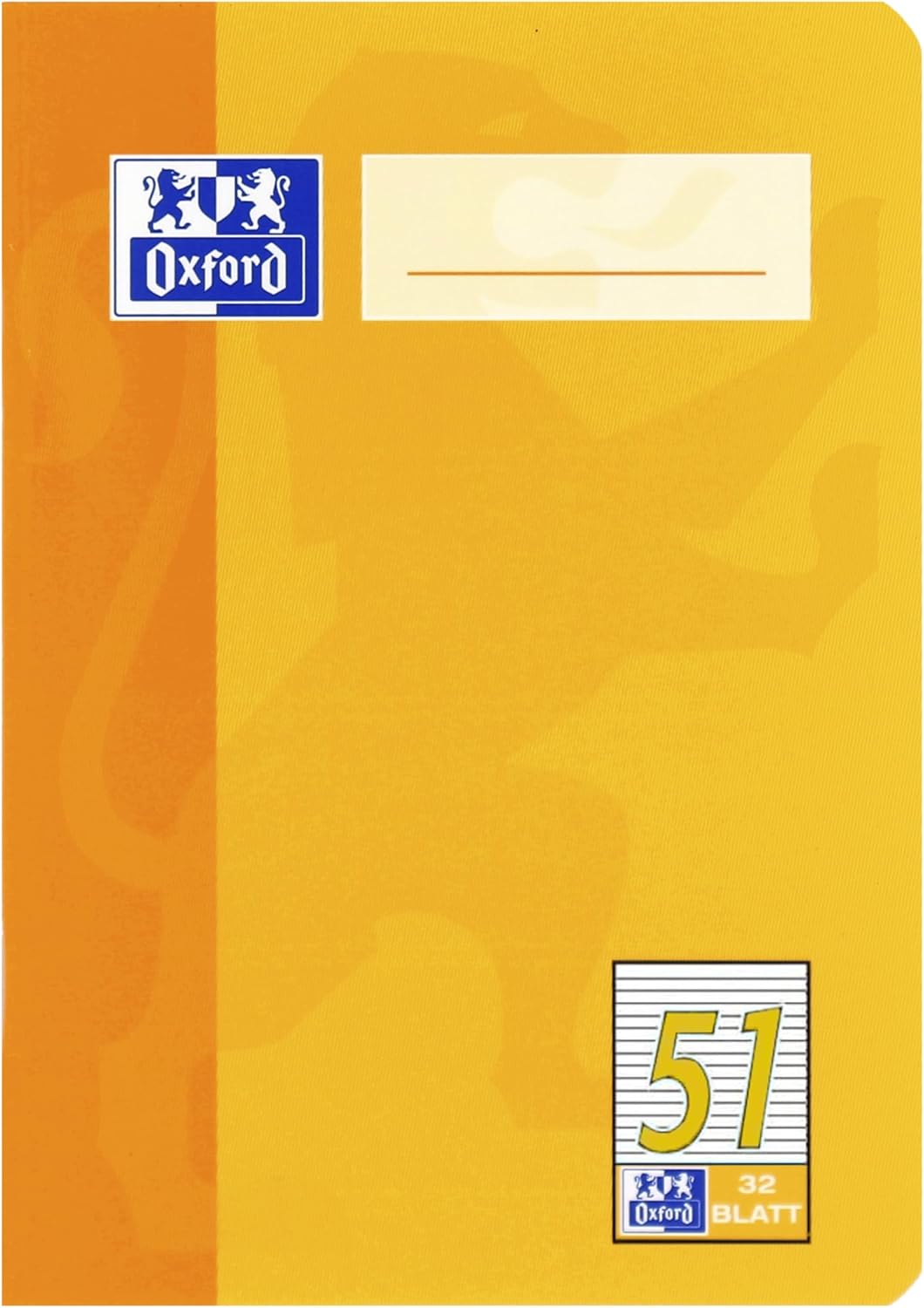 Oxford Oktavheft, A6, Lineatur 51 (liniert), 32 Blatt, gelb & blau, 10 Stück