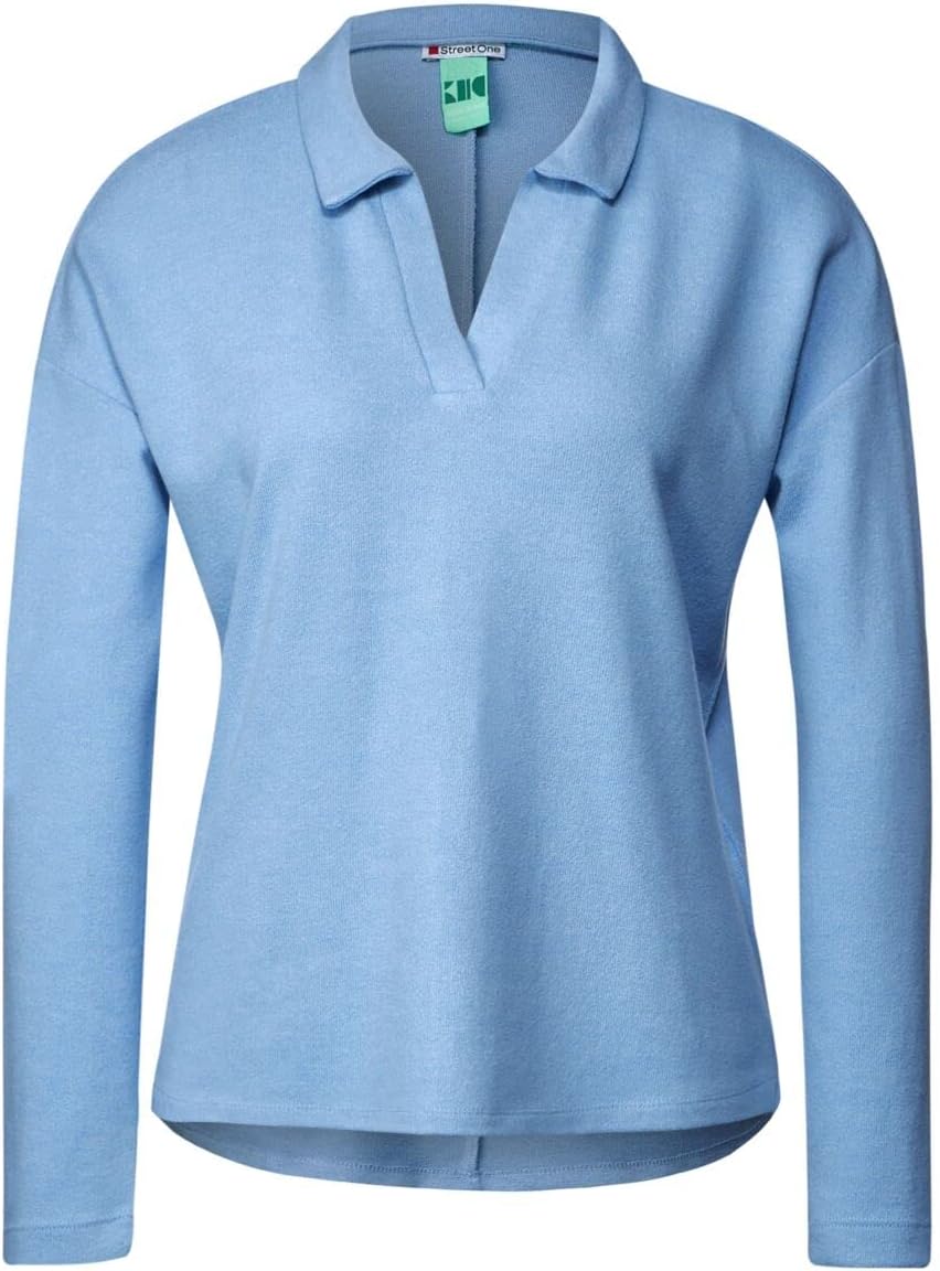 Street One Damen Poloshirt 38 Bay Blue Melange, 38 Bay Blue Melange