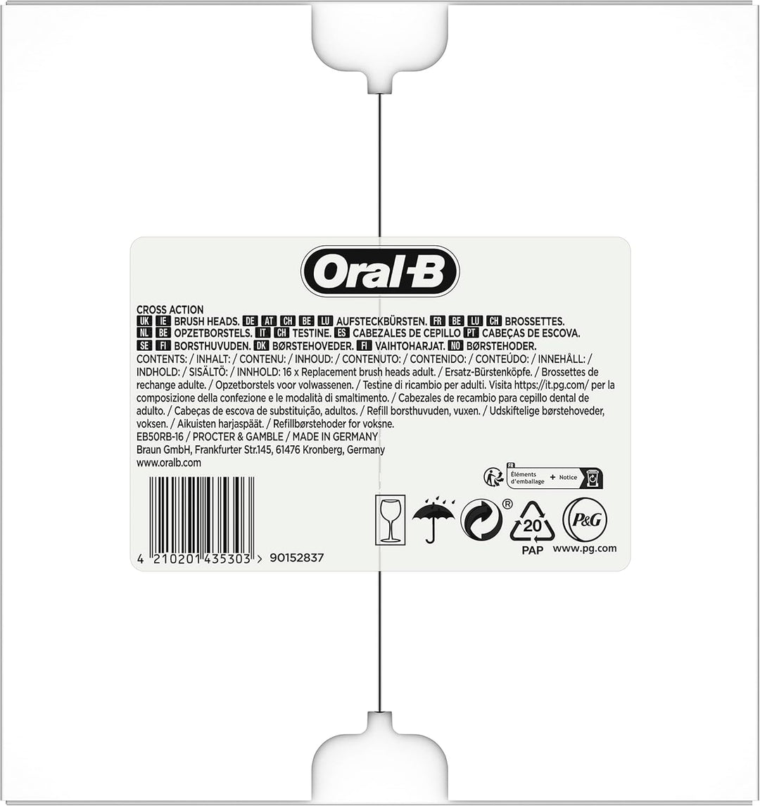 Oral-B Aufsteckbürsten Cross Action 16er FFU CleanMaximizer 16 stück (1er Pack) Alt Single, 16 stück