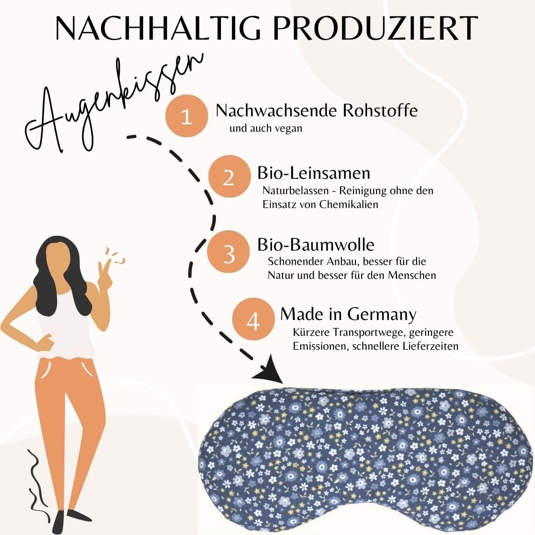 Bio-Bio Augenkissen Augentrost & Leinsamen "Blümchen-blau" zur Entspannung, zum Kühlen, erwärmen ode