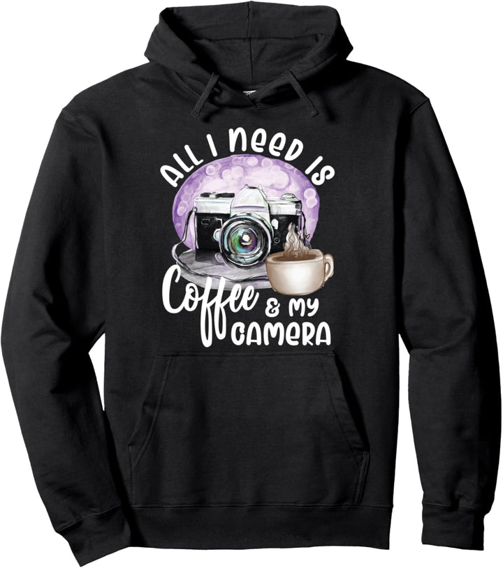 Lustige Fotografie Kaffee und Kamera alles, was ich Design Pullover Hoodie