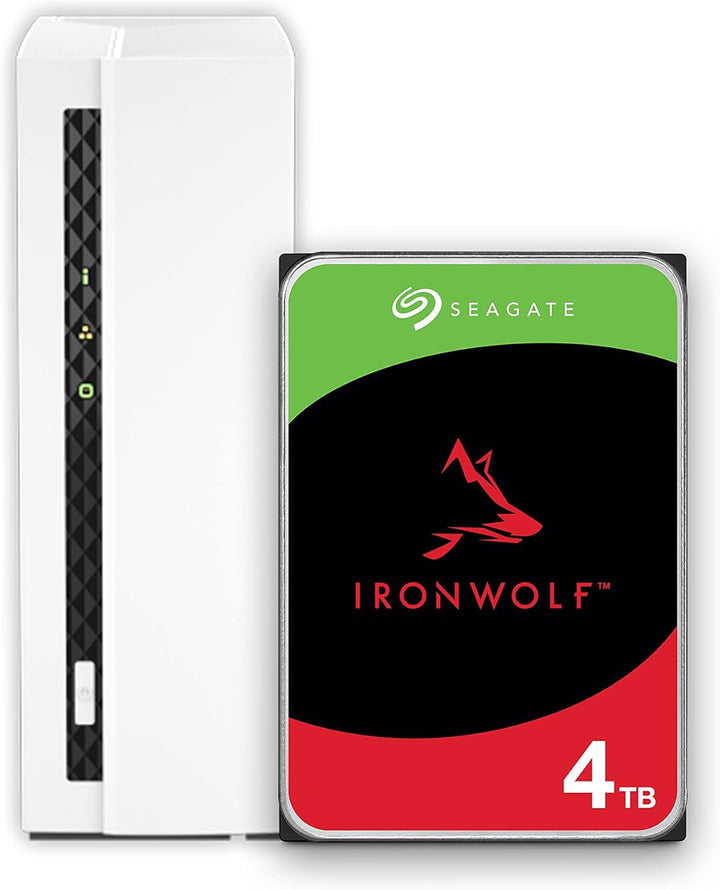 QNAP 1 Bay Home NAS mit 4 TB Speicherkapazität, vorkonfiguriertes Seagate IronWolf Drive Bundle mit