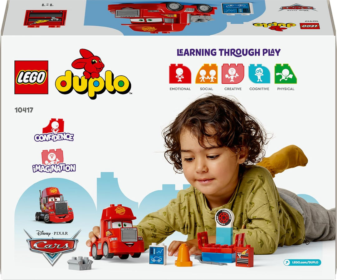 LEGO DUPLO | Disney and Pixar’s Cars Mack Truck beim Rennen, Auto-Set mit LKW-Spielzeug für Kleinkin