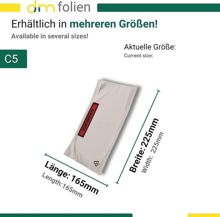 1000 Lieferscheintaschen C5 selbstklebend im Karton Premium | Dokumententaschen aus transparentem PP