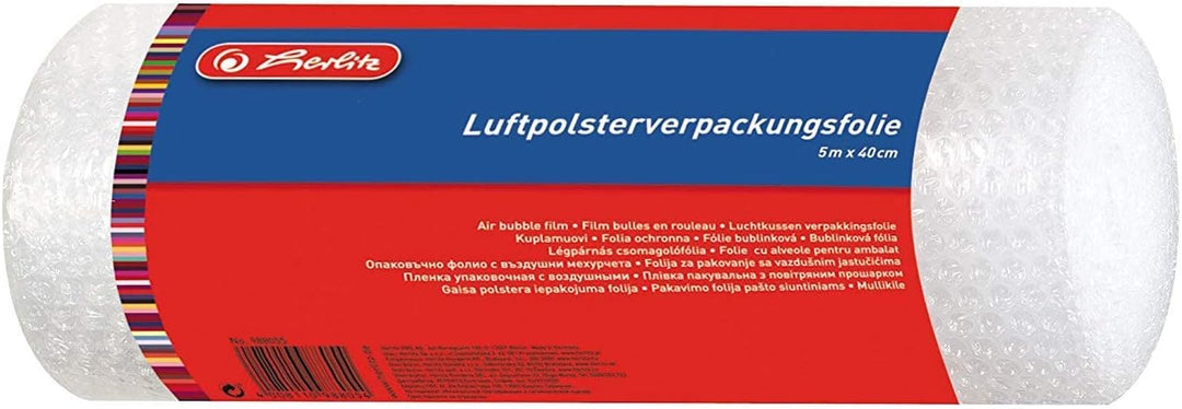 Herlitz Luftpolsterfolie, gerollt, im Polybeutel, 5 m x 40 cm (Luftpolsterfolie, 10 Rollen) Luftpols