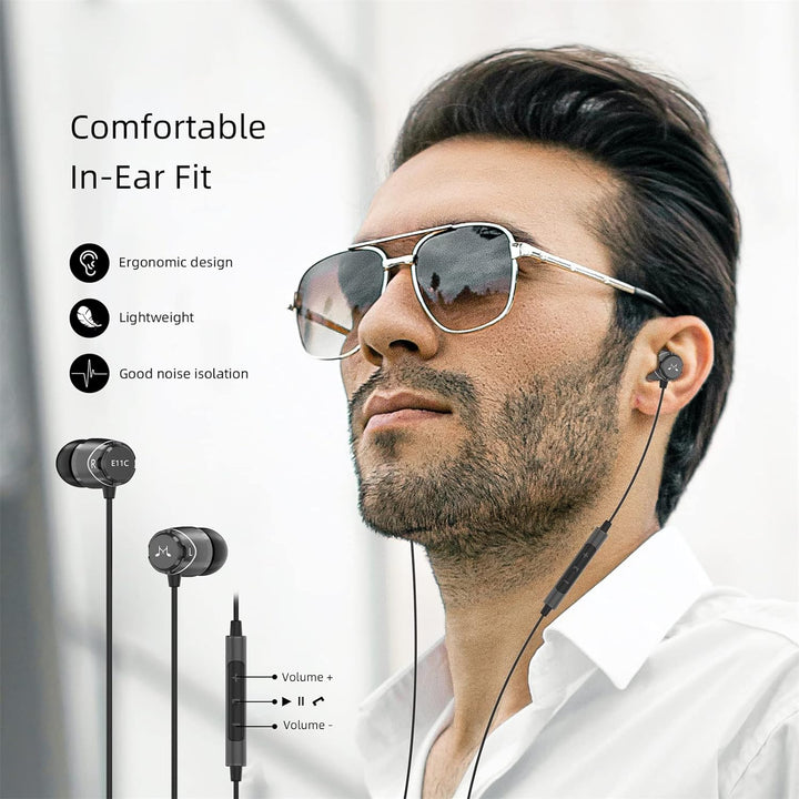 SoundMAGIC E11C Kabelgebundene Kopfhörer mit Mikrofon, HiFi-Stereo-Ohrhörer, geräuschisolierende In-