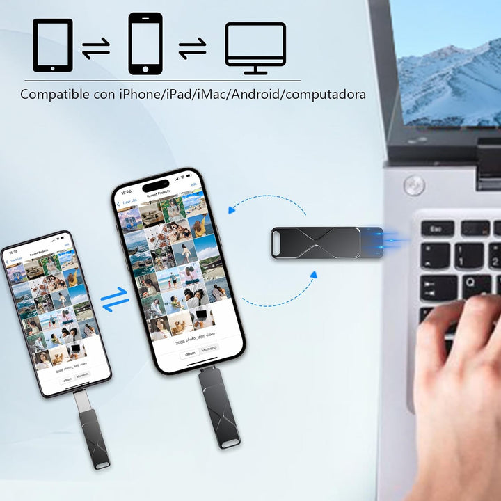 USB-Stick für iPhone 512GB, MFi Certified Lightning 3-in-1, externer Speicher, USB-Stick, für iPhone