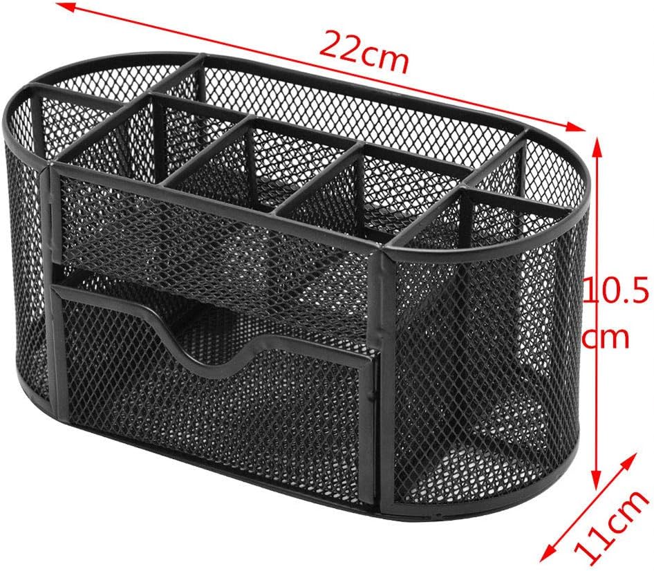 SUPERTOOL Schreibtisch-Organizer aus Netzstoff, Stifthalter mit Schublade, Mehrzweck-Metall-Schreibw