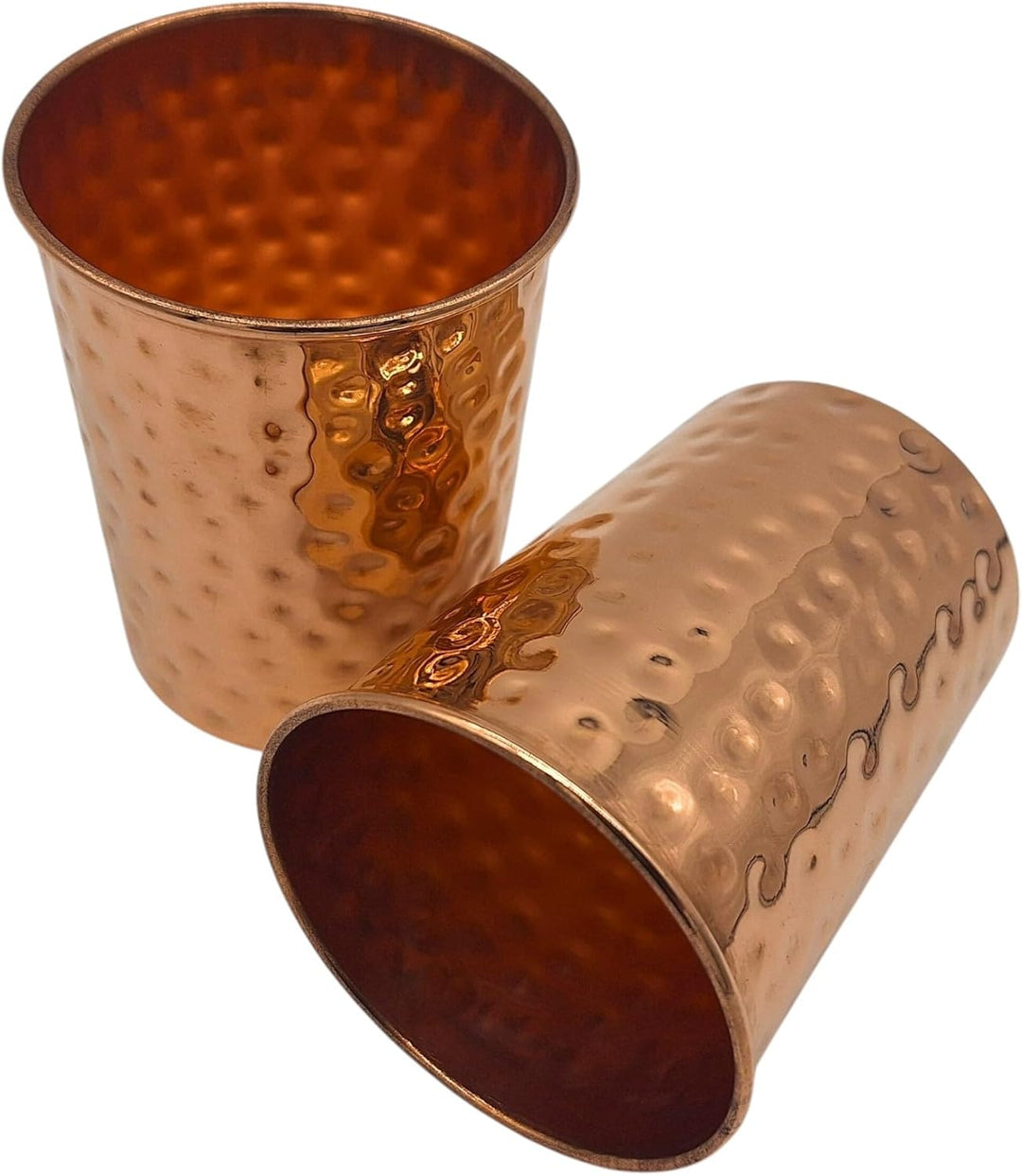 2er Set Kupfer Trinkbecher – 200 ml – reines Kupfer 99,9% – Hammerschlag Design – Handarbeit aus Ind