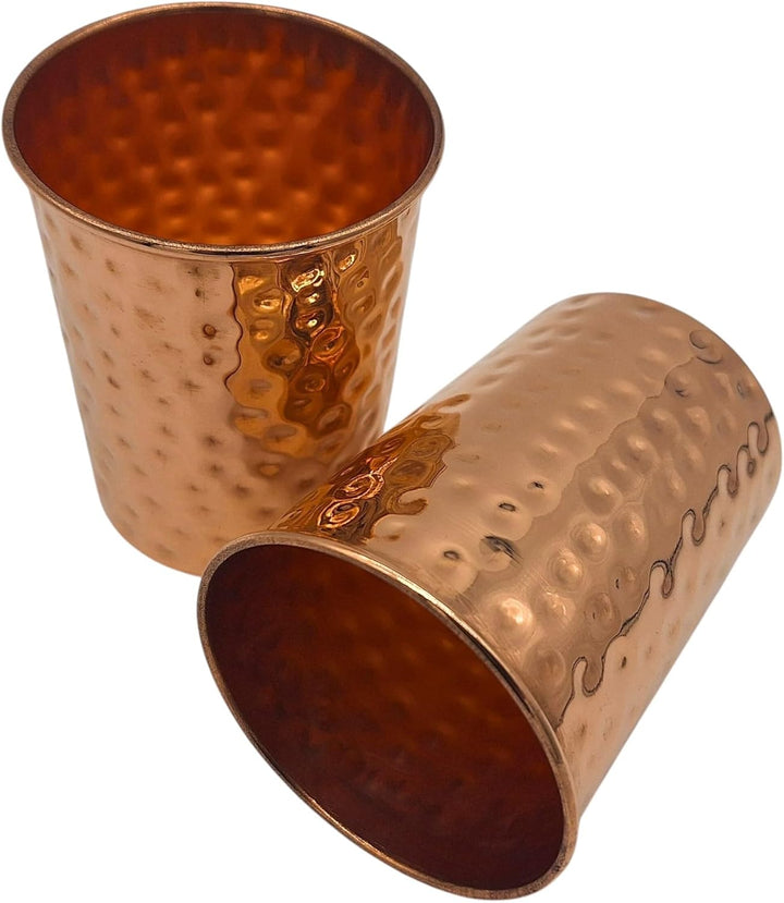 2er Set Kupfer Trinkbecher – 200 ml – reines Kupfer 99,9% – Hammerschlag Design – Handarbeit aus Ind