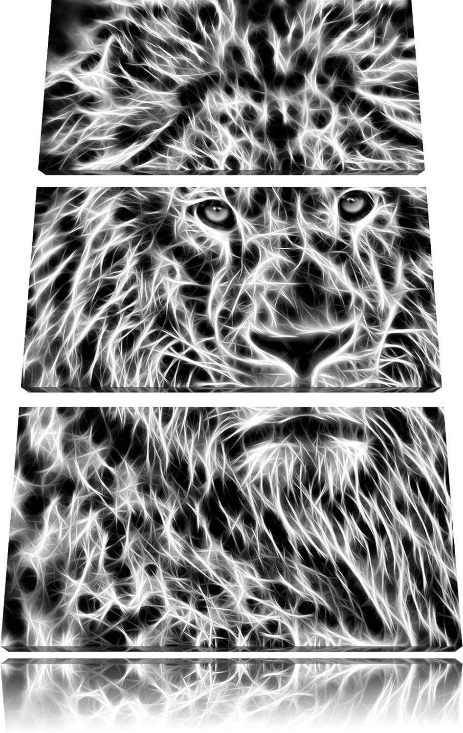 Pixxprint New Art Löwe als Leinwandbild/Grösse: 3 Teilig (120x80) cm/Wandbild/Kunstdruck/fertig besp