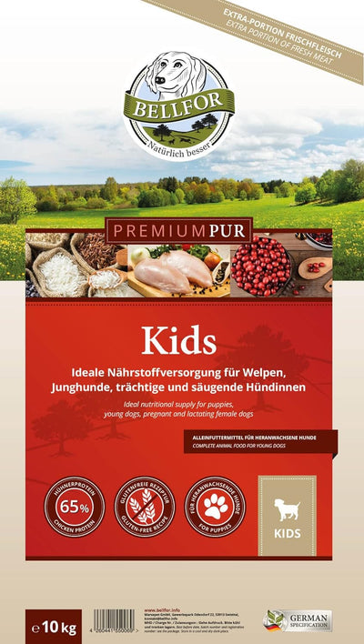 Bellfor Premium PUR Kids Glutenfrei Hundefutter für Welpen Ideale Nährstoffversorgung für Welpen, Ju