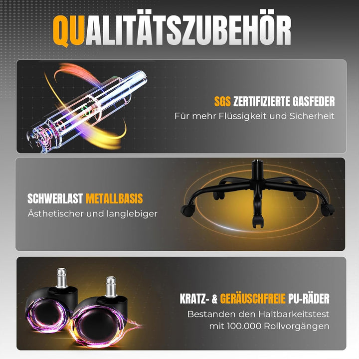 GTPLAYER Gaming Stuhl, Gamer Stuhl, Atmungsaktiver Bürostuhl aus Hochwertigem Stoff, Ergonomischer P
