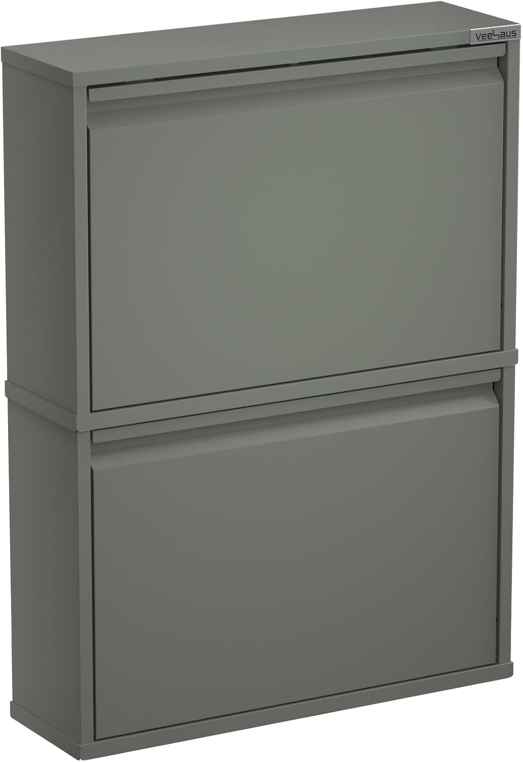 VEEHAUS Schuhregal, schmal, hoch, Schuhschrank, mit magnetischem Deckel, Wandmontage, aus Metall (Ze