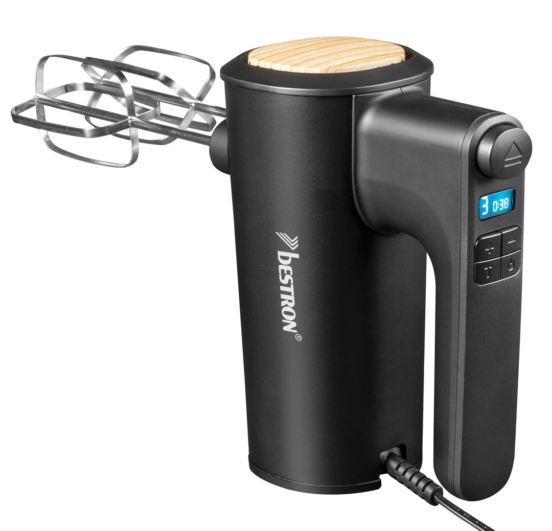 Bestron Power Handmixer, Leistungsstarker Handmixer mit 6 Stufen, Turbo-Funktion & LCD-Display, Rühr