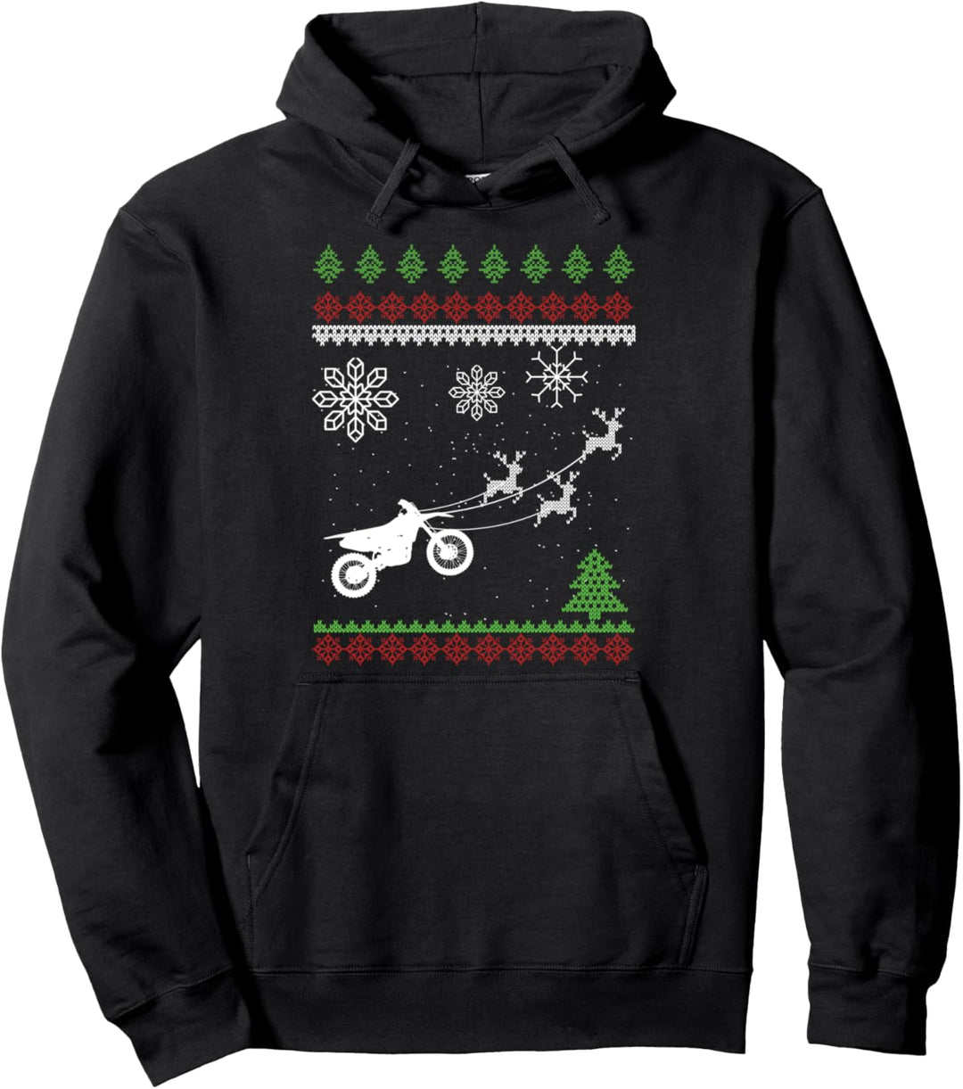 Renntier Motorrad Offroad Motocross Ugly Christmas Geschenk Pullover Hoodie
