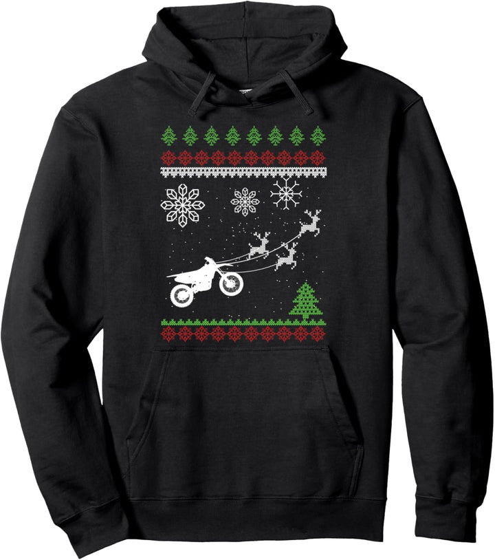 Renntier Motorrad Offroad Motocross Ugly Christmas Geschenk Pullover Hoodie