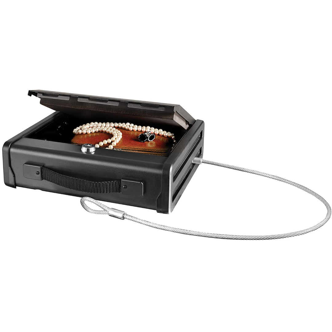 Master Lock Kompakt Tresor mit Schlüssel und Kabel, Ideal für Scheckbücher, Schmuck, Ausweise und me