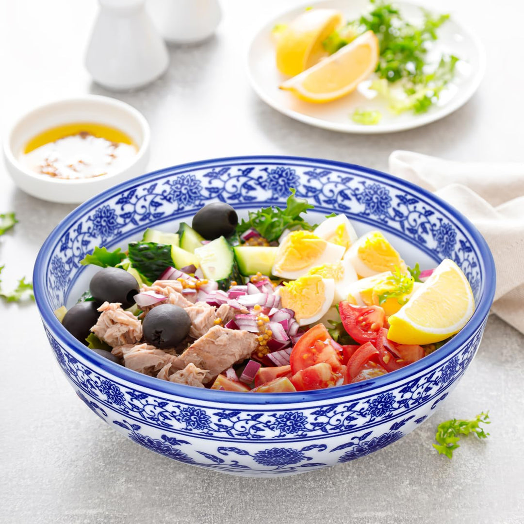 BESTonZON Keramik Suppensch¨¹ssel Nudelschale Asiatische Ramen Sch¨¹ssel Blau 8 Zoll Chinesische Sti