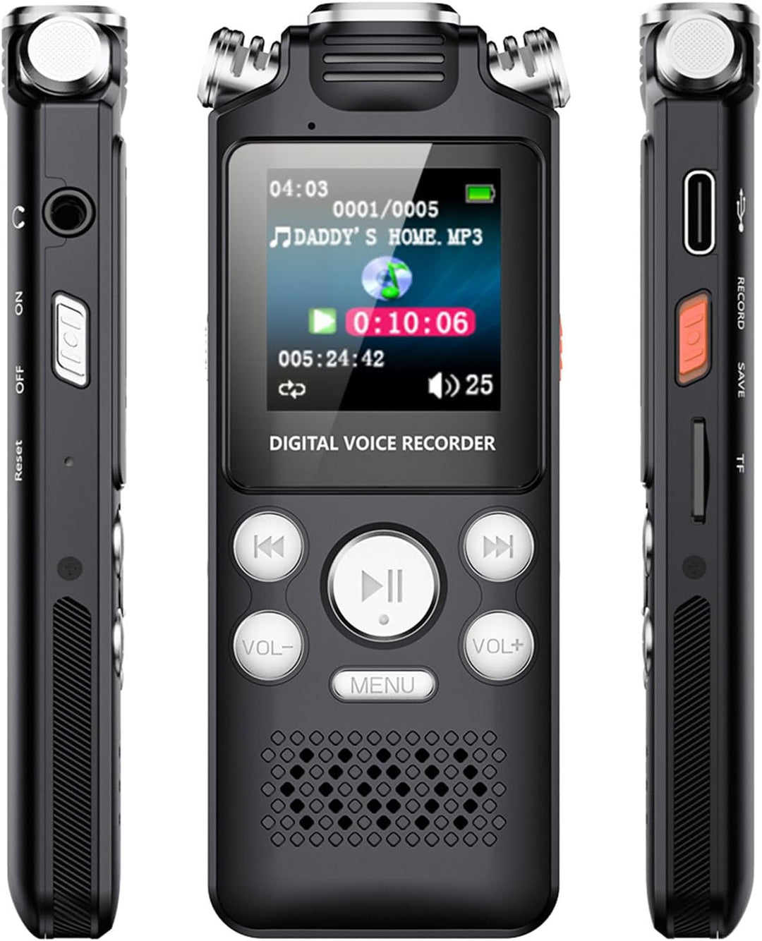 Cuifati Digitaler Diktiergerät, Audiorecorder, Diktiergerät mit AI-Rauschunterdrückung, Klare, 256 G